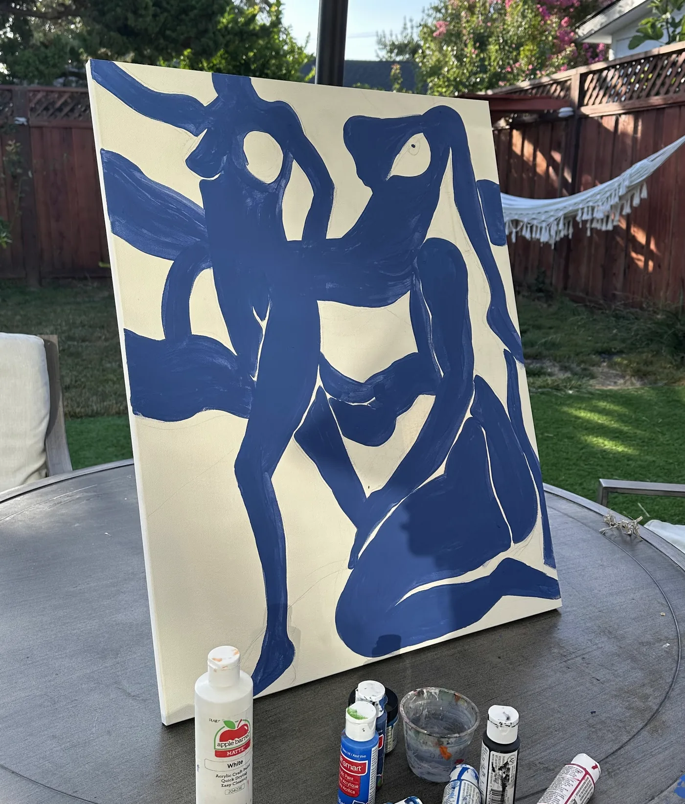 Veronika’s abstract figure painting in cobalt blue