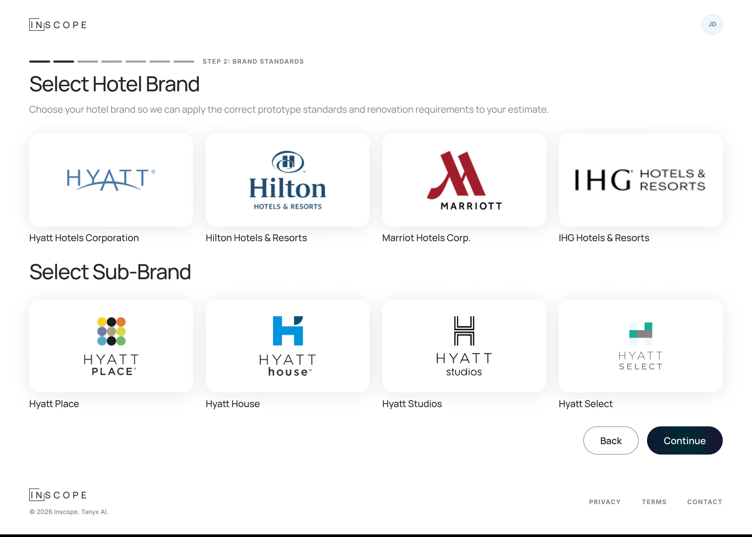 Choose the brand, then the sub-brand.