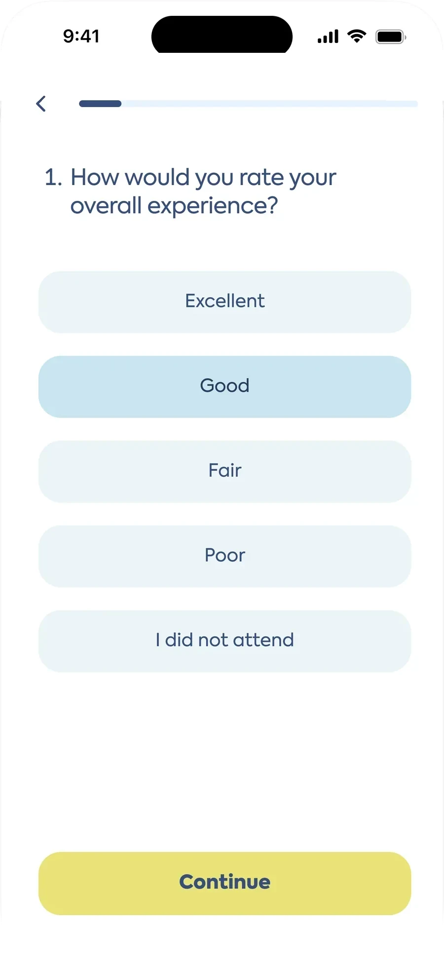 Animated walkthrough of the post-event survey